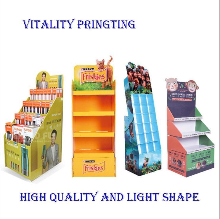 Custom Cardboard Promotion Table Coffee Display Stand Paper Rack, Pop-up Cardboard Display Shelf Shipper Display Corrugated Paper Shelf Floor Display for Store