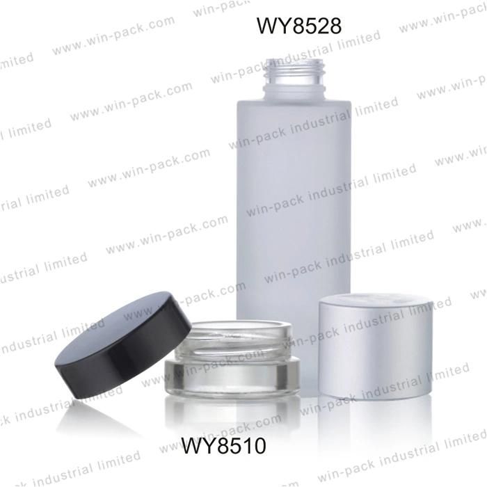Empty Luxury White Frosted Clear Glass Jar for Cream Cosmetic Packing 15g 30g 50g 100g