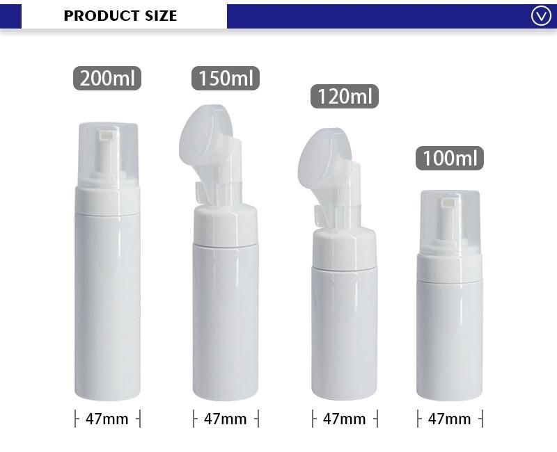 150ml Empty White Cosmetic Foam Soaping Bottles with Brush Head
