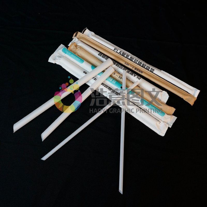China Wholesale PLA White Pointed Disposable Degradable Plastic Straw Packaging
