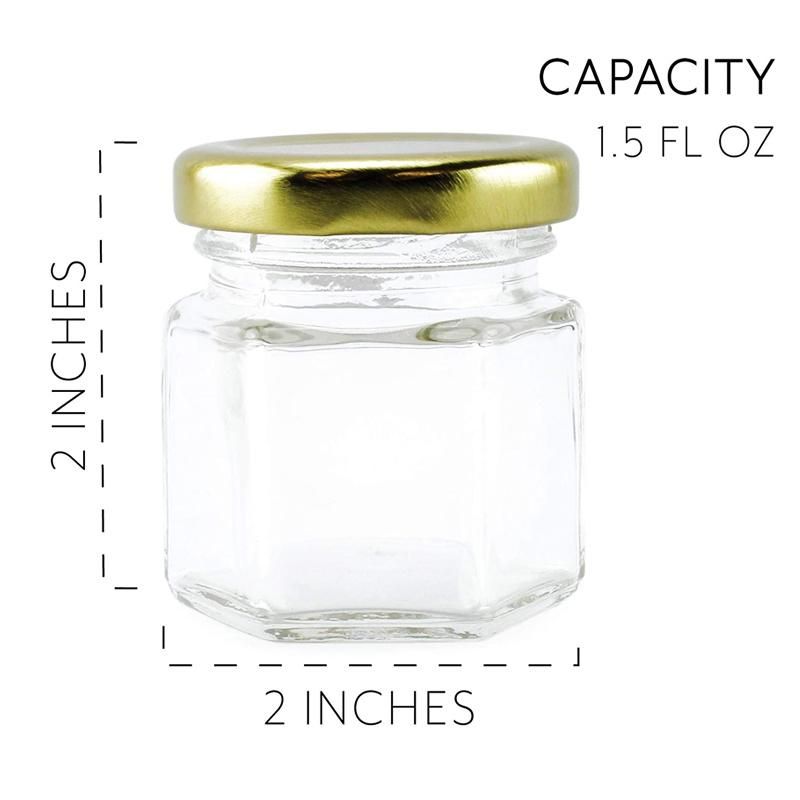 45ml Hexagon Glass Jar with Gold Lid for Wedding Party Favors Shower Favors Baby Foods Honey Canning