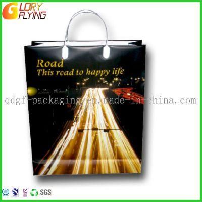 Plastic Gift Bag with Soft Nylon Handles and Gravure Printing