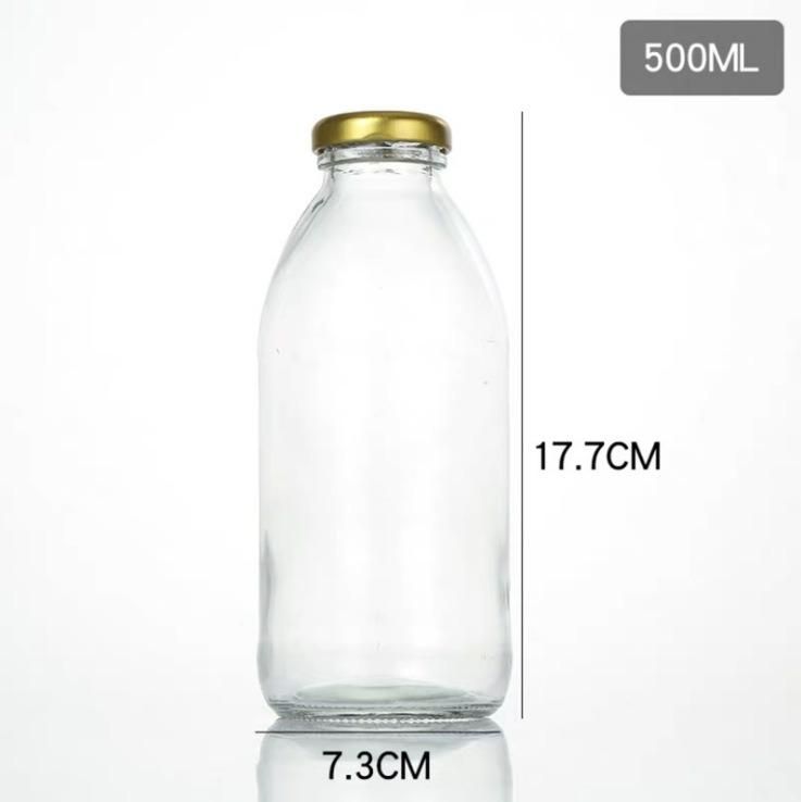 10 Ounce 16 Ounce Transparent Empty Round Fresh Milk Glass Bottle for Milk Tea Juice Beverage