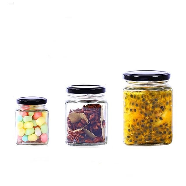 Small Mini Large 50ml 730ml Square Food Storage Jam Honey Glass Jar Glass Container