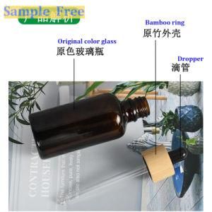 Creative Bamboo Cover Glass Dropper Oil Bottle 5-10-20-30-50-100ml Cosmetics Bottle to Go Bead Bottle