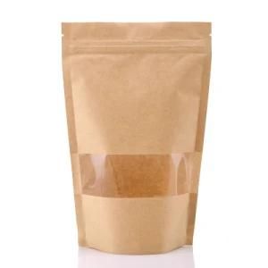 Food Grade Custom Matt Window Laminated Bolsa Biodegradable Kraft Paper Zip Lock Bag with Logo Printing