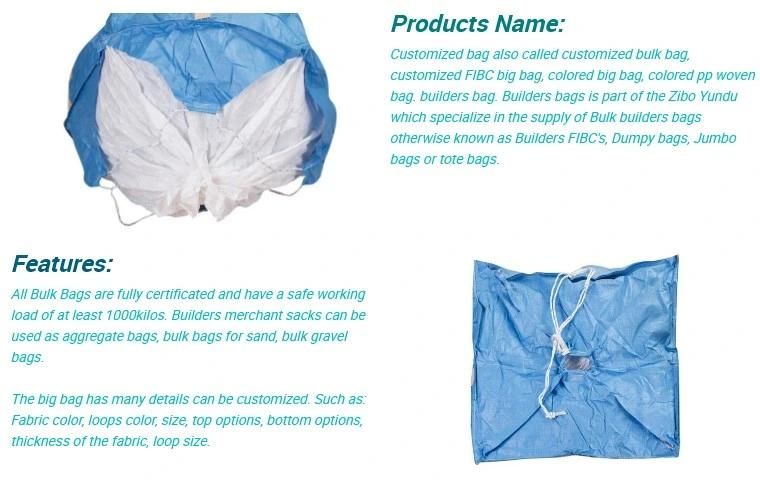 1000 and 1500kg with Closing Top Side and Straps Lifting Jumbo FIBC Bulk Big Container PP Bags