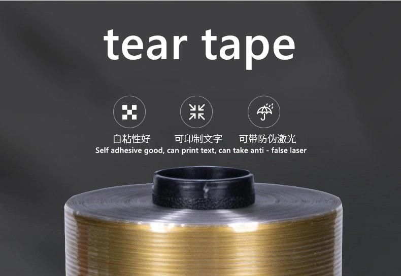 Golden and Colorful Tear off Tape for Chocolate Packaging in BOPP / Mopp / Pet Material