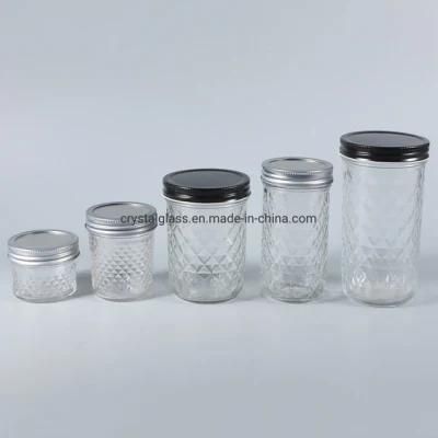 100ml 200ml 250ml 350ml 500ml Empty Wide Mouth Glass Mason Jam Jar with Metal Cap 8oz 16oz