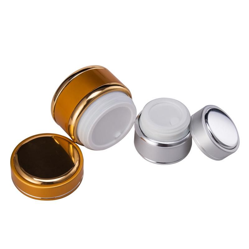 2018 Cosmetic Packaging 15g 5ml 15ml 30ml 50ml Gold /Silver Round Aluminum Jars for Cream