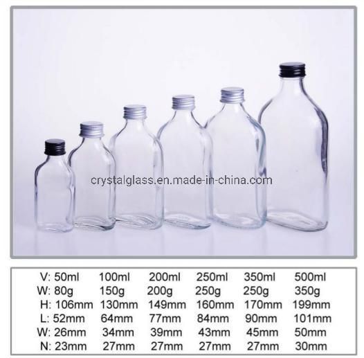 Various Size Flat Wine Beverage Bottle with Cap 50-500ml
