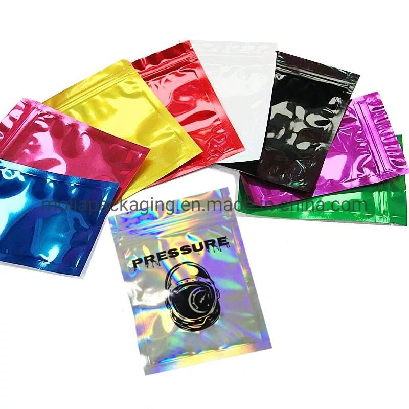 Logo Printed Top Zip Holigraphic Film Stand up Smell Proof Mylar Bag 1g