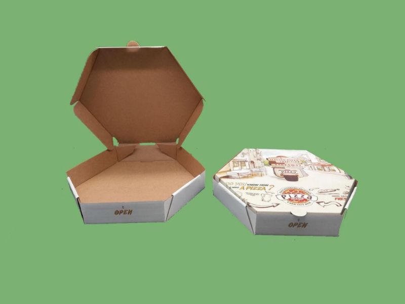 Custom Logo Wholesale Printing Corrugated Carton 10 12 Inch White Black Pizza Packing Box