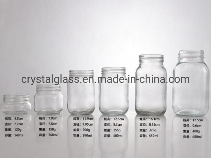 150ml 300ml 500ml 1000ml 16oz 32oz Regular Mouth Glass Mason Jar with Lid