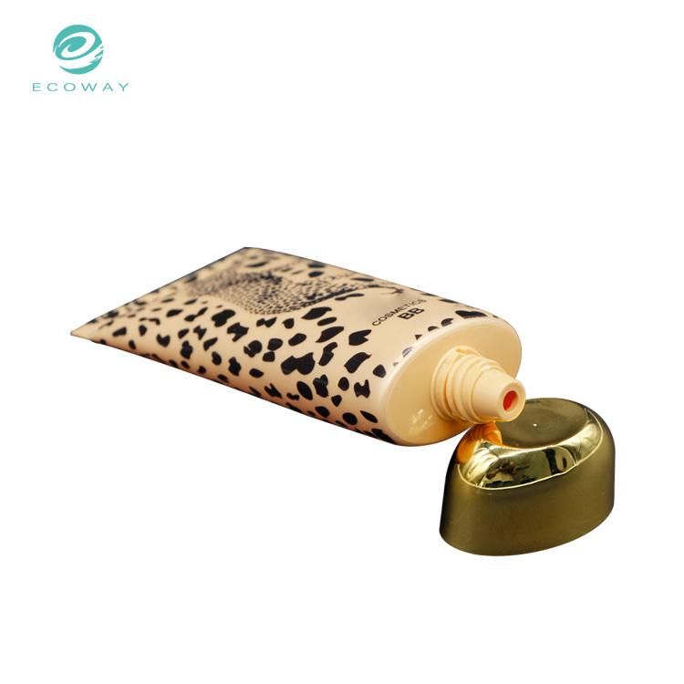 Gold Plating Screw Cap Leopard Pattern Offset Printing Tube Body Bb and Cc Cream Plastic Packaging Tube