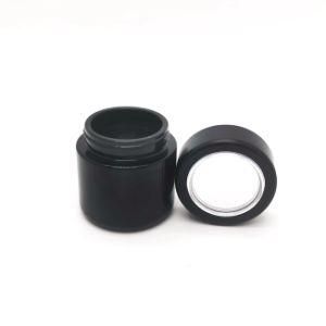 Child Proof Jar 30ml Black UV Herb Bottle Empty Glass Hemp Container with Magnifying Cr Cap