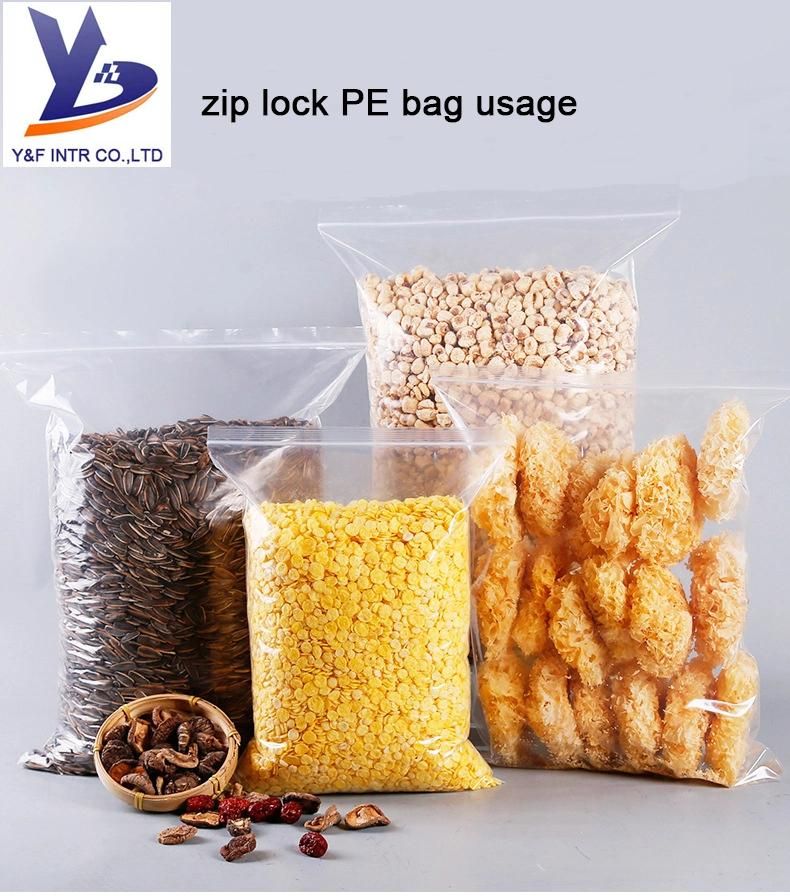 Ziplock Bag LDPE Biodegradable Food Grade Plastic Bag Clear Printed Kitchen Slide Zip Lock Zipper Self Sealing Bag