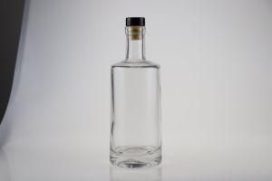 Glass Bottle with Closure, Liquor Bottle with Wood Top Closure, Glass Bottle