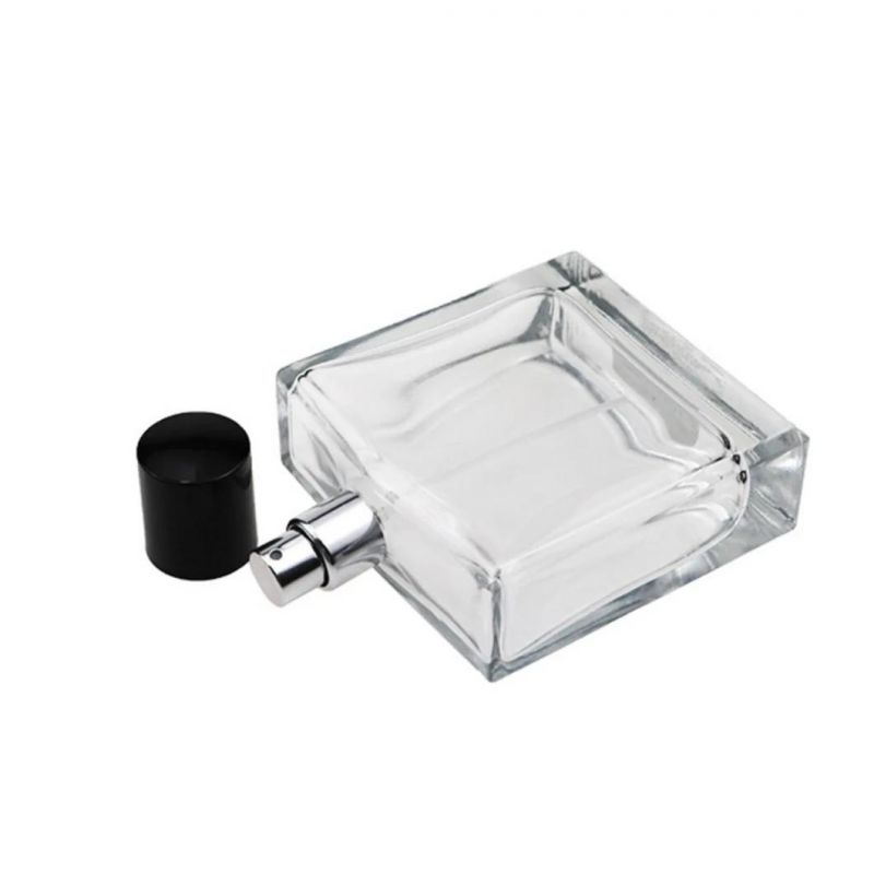 100ml Flat Square Glass Perfume Bottle with Metal Spray Head