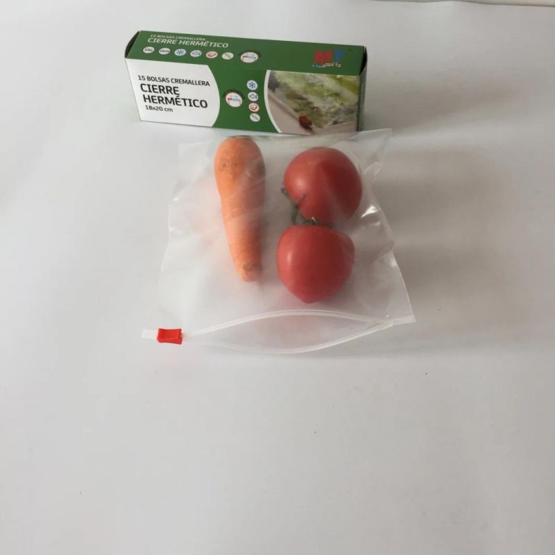 Food Grade Resealable Clear Fresh Keeping LDPE Plastic Zip Slider Bags for Vegetables