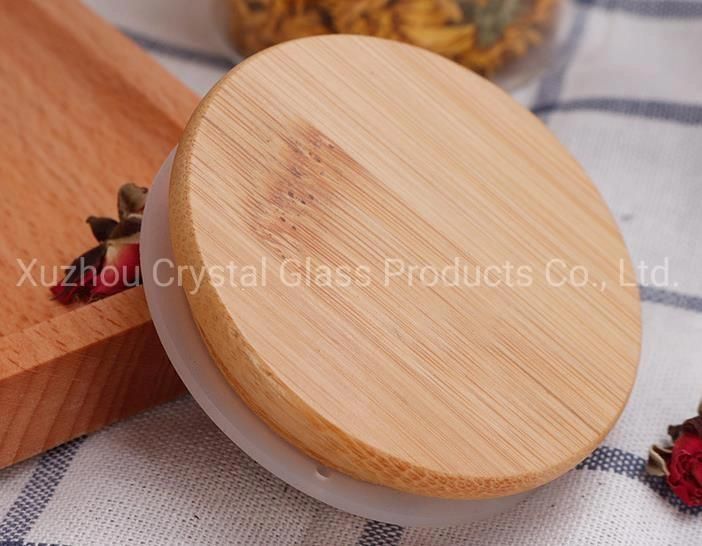 High Borosilicate Glass Storage Jar with Wood Lid for Food