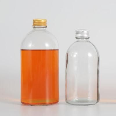 150ml 270ml 350ml 500ml Frosted or Clear Round Glass Beverage Juice Bottle with Aluminum Cap