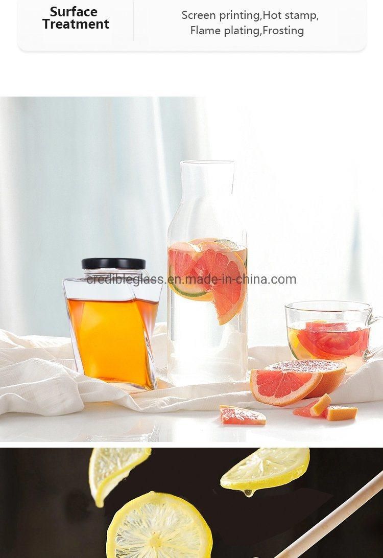 Credible 350ml New Style Wholesale Custom Glass Storage Spice Food Sauce Honey Jar with Screw Cap