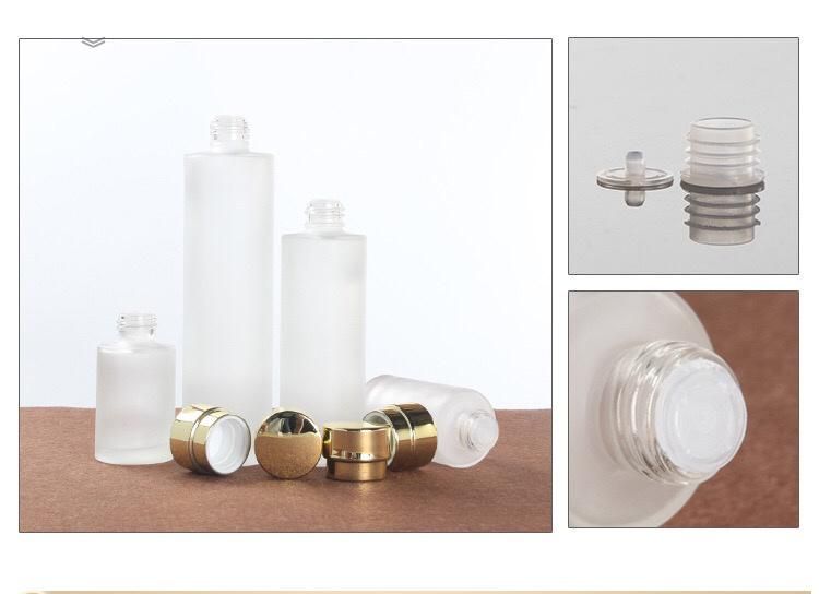 Simple Frosted Glass Cosmetic Bottles Set with Golden Cover