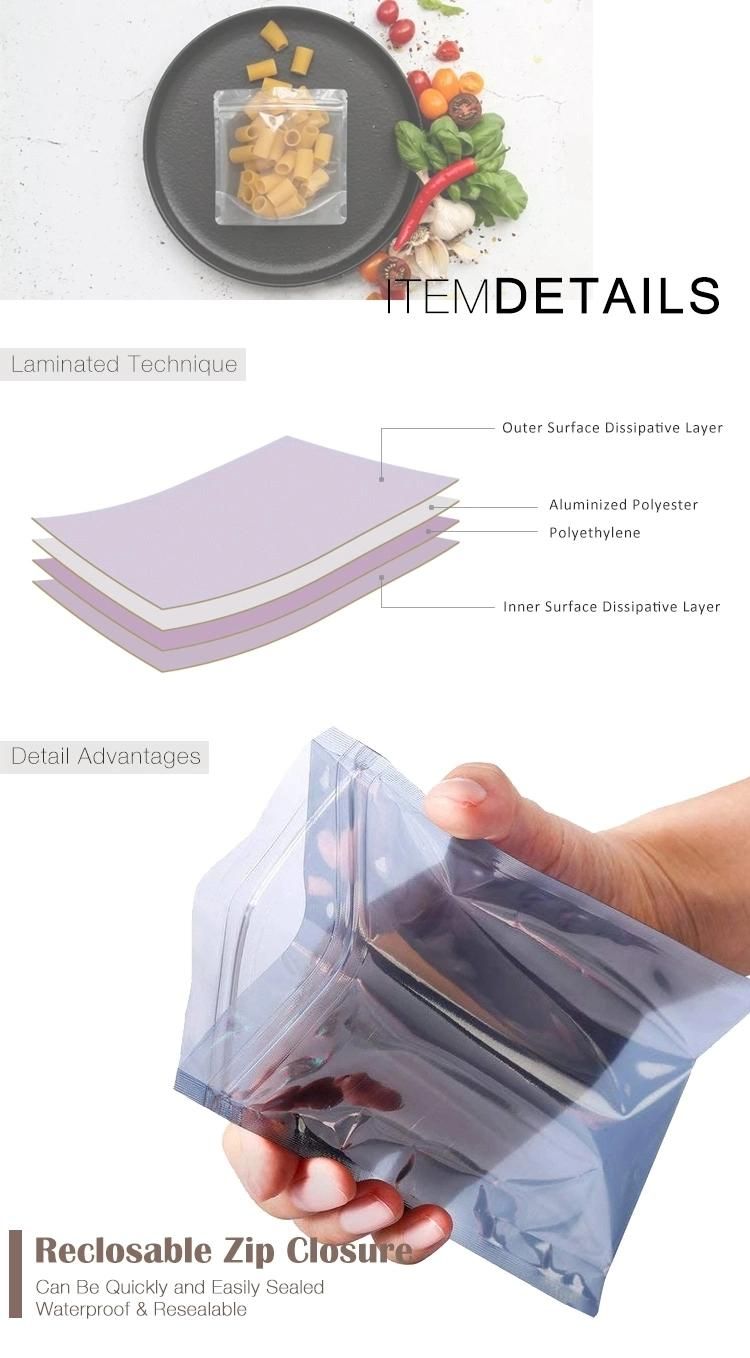 ESD Bag Shielding Bag Silver Gray Translucent Self Sealing Insulating Printed Hard Disk Electronic Compon