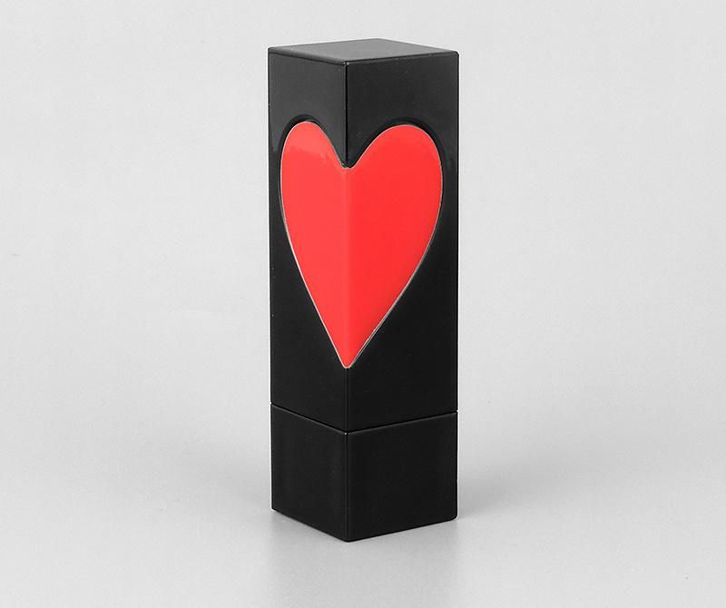 in Stock Luxury Heart Shape Lipstick Tubes Empty Customized Plastic Empty Square Lip Balm Case Container Packaging
