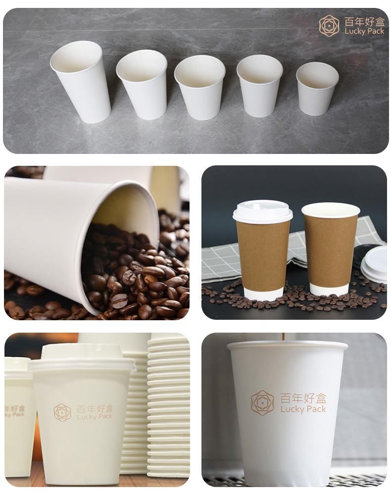 Disposable Coffee Cup with Lid Printed Kraft Coffee Paper Cups