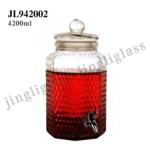4200ml Dispenser Glass Jar with Tap and Cap
