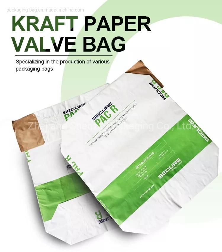 20kg Multiwall Paper Square Bottom Kraft Paper Valve Bags
