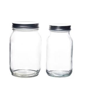 Compact and Portable 100ml 500ml 1000ml Empty Clear Round Reusable Glass Jars with Lids