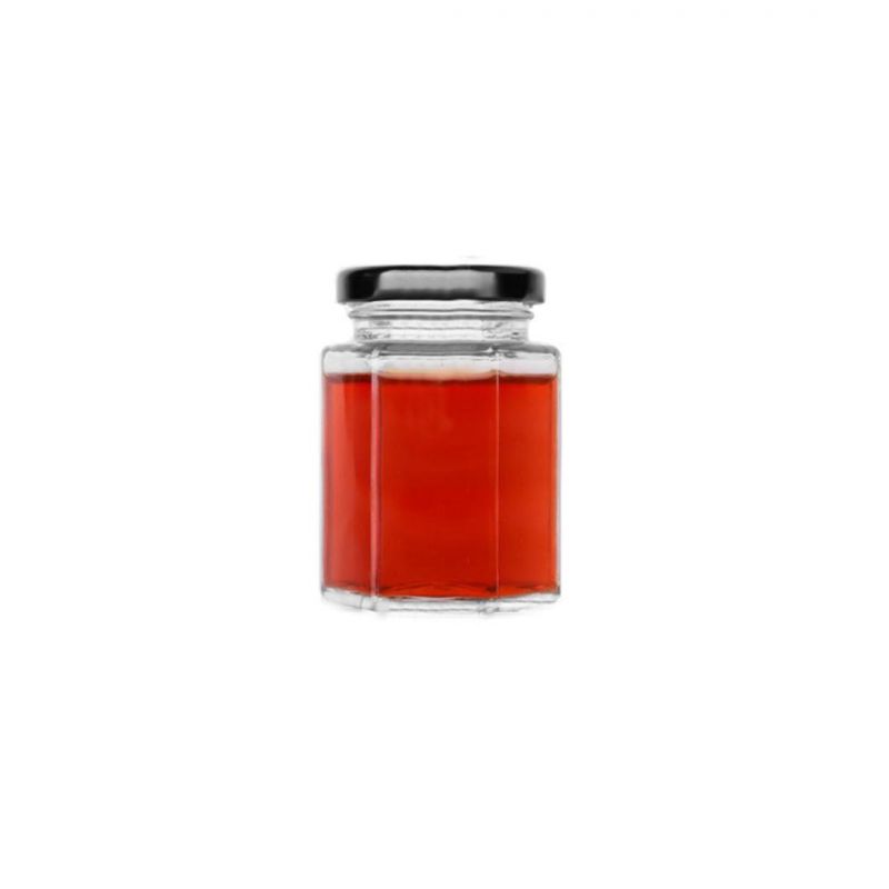 300ml Hexagonal Jam Food Packaging Honey Glass Jar for Sealing with Lid
