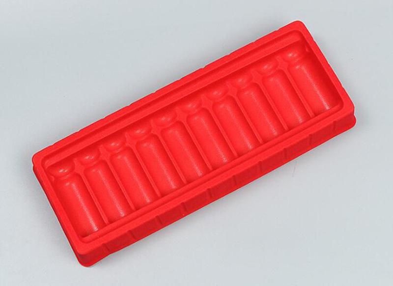Customized Red Flocking Plastic Packing Ampoule Tray for Medical