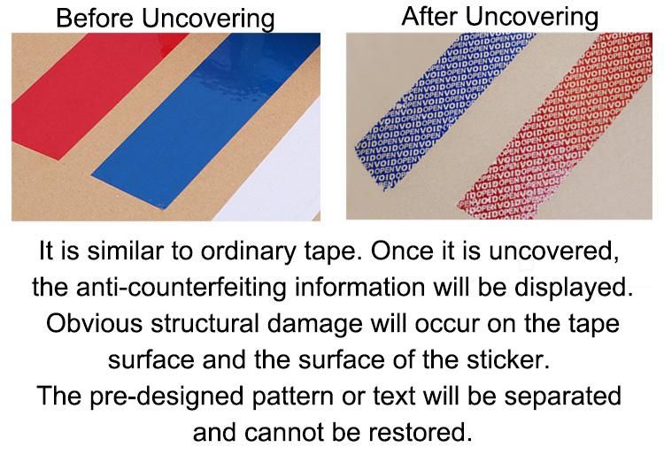 Custom Blue Tamper Evident Security Sealing Tape Anti-Counterfeit Tape