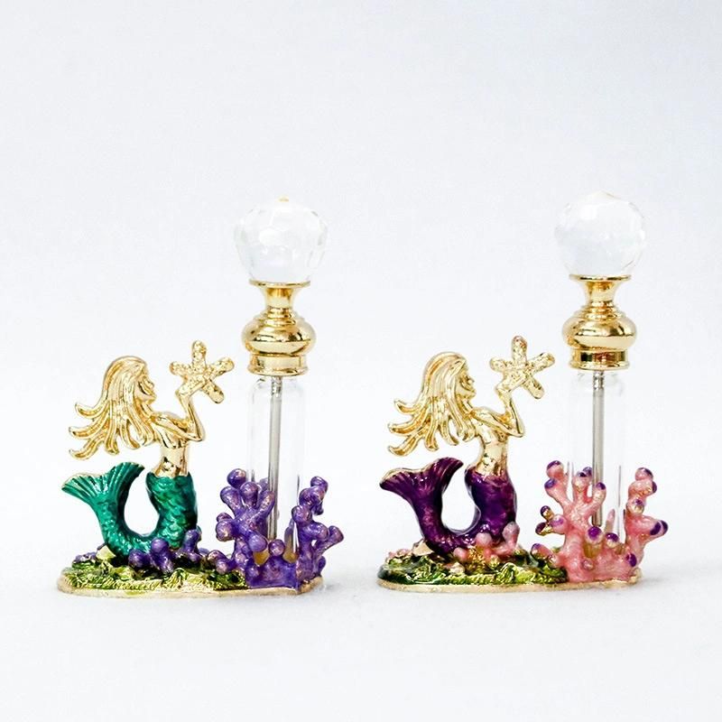 Arabic Style Metal Essential Oil Fancy Attar Perfume Glass Bottles