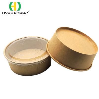 Custom Print Eco-Friendly Disposable Food to Go Packaging Container Kraft Paper Soup Cup Take Away Salad Bowl with Lid