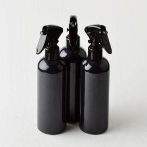 300ml Pet Plastic Round Shoulder Black Hand Trigger Mist Spray Cleaning Bottle