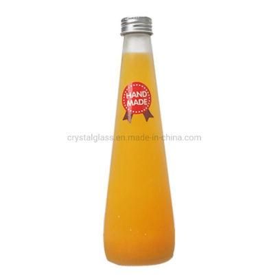 330ml 500ml Cone Design Clear Beverage Glass Bottle Packaging with Aluminium Lid
