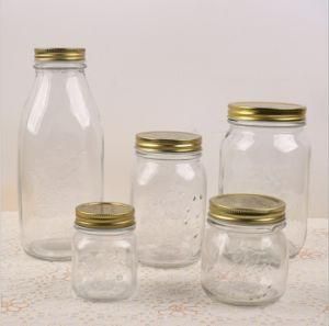 150ml 500ml 1000ml High Quality Customize Storage Food Metal Lids Clear Round Glass Jars