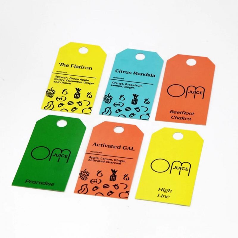 Custom Brand Name Glossy Lamination Offset Printing 250GSM White Paper Labels Hangtags