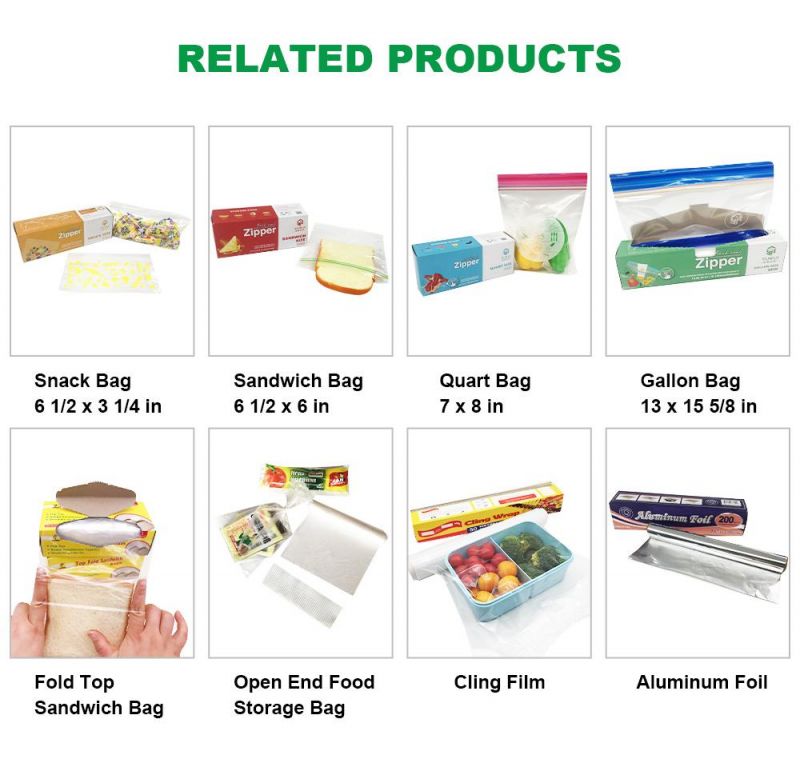 Factory Direct L D P E Plastic Clear Zip Lock Bag Food Storage Bag with Green Line