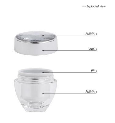 15g 30g 50g 100g 300g Luxury Diamond Shiny Silver Acrylic Cream Jar