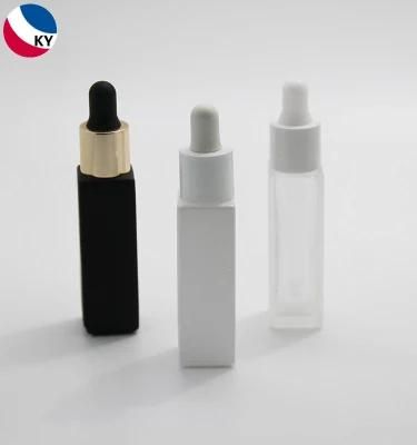 10ml Frosted Matte Black Square Glass Essential Oil Bottles with Dropper Lid