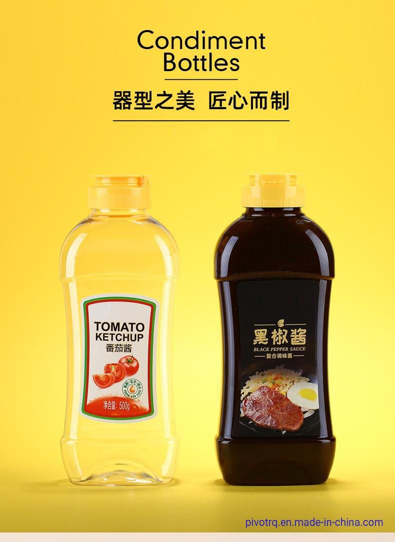 500ml Pet Plastic Squeeze Bottles for Packing Salad Sauce, Steak Sauce