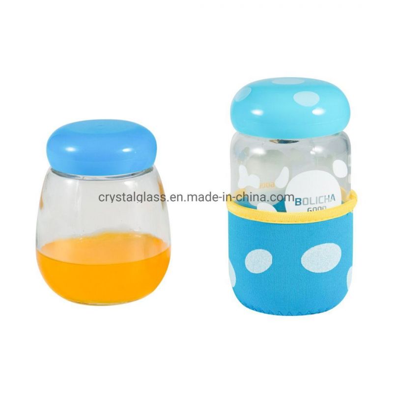 16oz Glass Milk Tea Water Juice Drinking Bottle with Plastic Cap