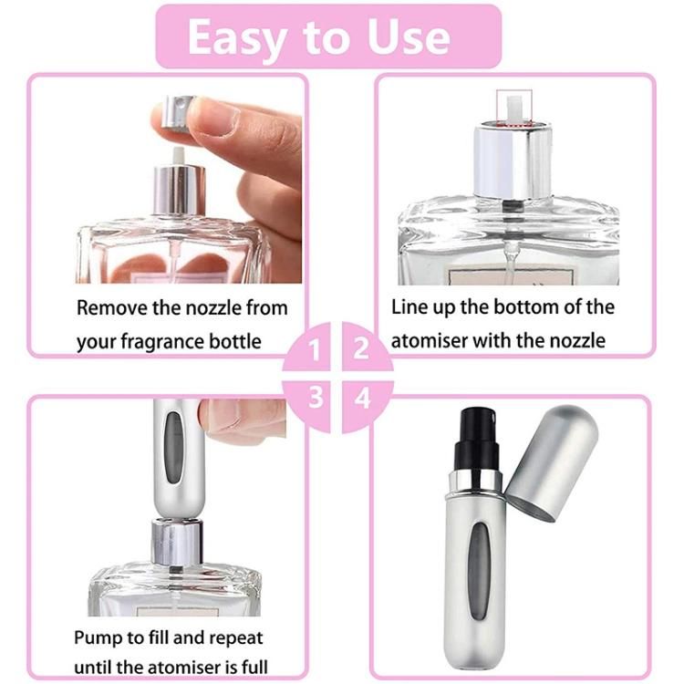 Wholesale 5ml 8ml Travel Refillable Luxury Empty Aluminum Mini Mist Perfume Spray Bottle for Amazon