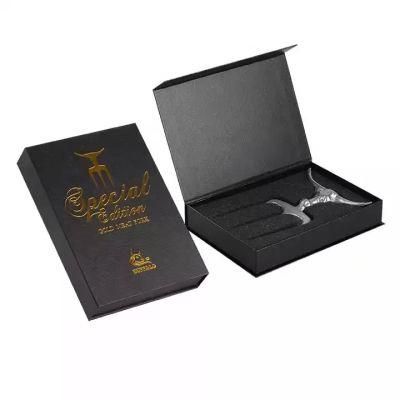 Luxury Custom Logo Printed Paper Empty Spoon Fork Knife Packing Magnetic Gift Boxes Black Tableware Cutlery Set Box Packaging